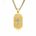 Trendy New Round-Head Slanted Edge Inlaid Cross Necklace - Deitylove Jewelry