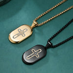 Trendy New Round-Head Slanted Edge Inlaid Cross Necklace - Deitylove Jewelry