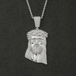 Big Jesus Head Pendant - White Gold - Deitylove Jewelry