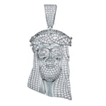 Big Jesus Head Pendant - White Gold - Deitylove Jewelry
