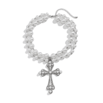 Luxurious Double-Layer Pearl Cross Pendant Necklace - Deitylove Jewelry