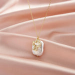 Natural Baroque Pearl Necklace with Gold Cross Pendant - Handmade 925 Sterling Silver Jewelry - Deitylove Jewelry