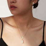 Natural Baroque Pearl Pendant Necklace - Handmade Gold Cross 925 Sterling Silver Jewelry - Deitylove Jewelry