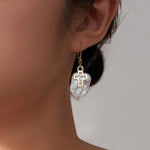 Pearl Cross Pendant Earrings - Handmade Gold-Plated 925 Sterling Silver Religious Jewelry - Deitylove Jewelry