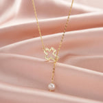 Pearl Pendant Cross Necklace - Handmade Elegant 925 Sterling Silver Design - Deitylove Jewelry