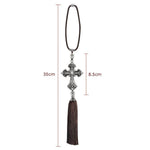 Silver Cross Tassel Car Ornament - Deitylove Jewelry