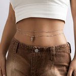 Simple Imitation Crystal Cross Waist Chain - Deitylove Jewelry