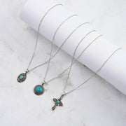 Turquoise Sterling Silver Cross Necklace - Deitylove Jewelry