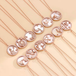 12 Zodiac Sterling Silver Pendant Necklace - Deitylove Jewelry