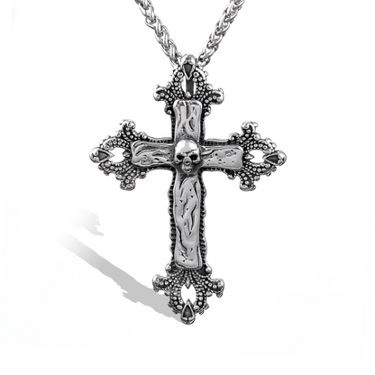 Gothic Skull Cross Pendant Necklace