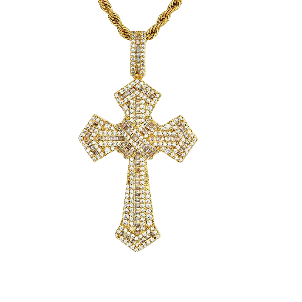 Sparkling Luxurious Gold Cross Necklace