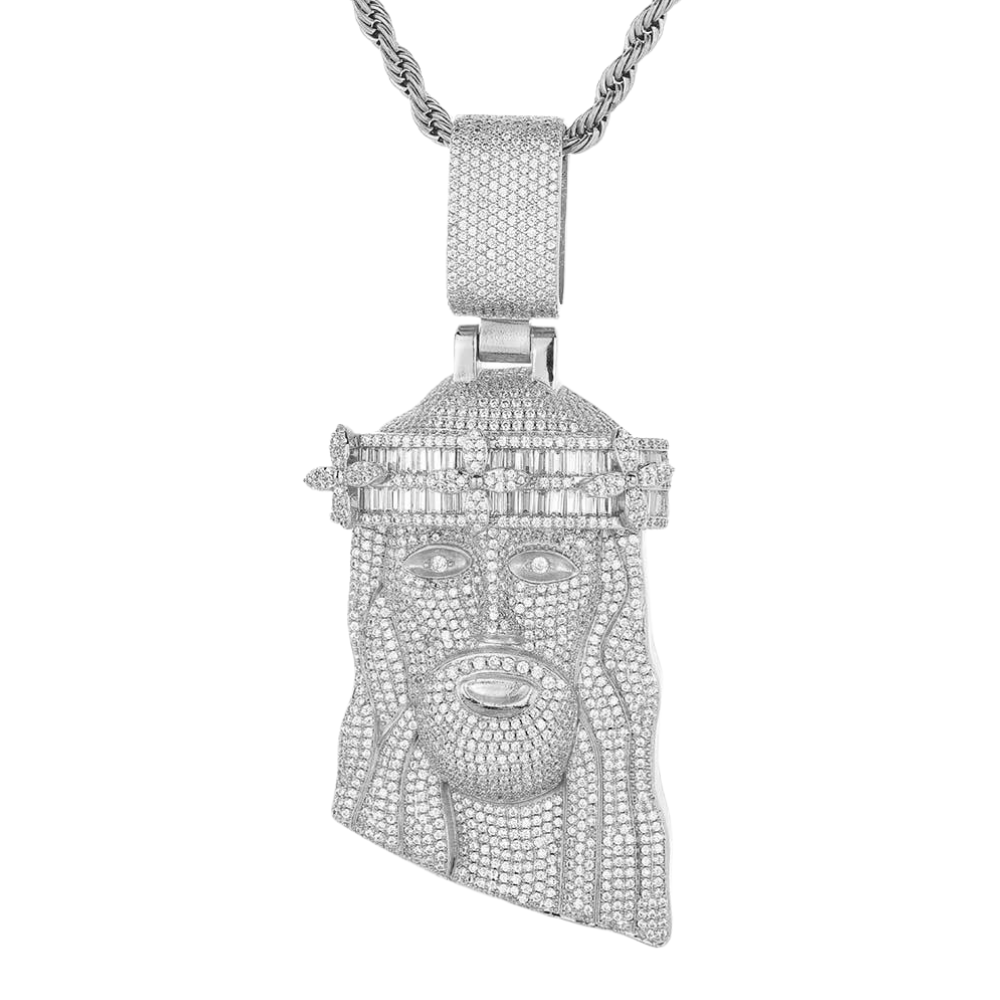 Holy Glory Jesus White Gold Necklace