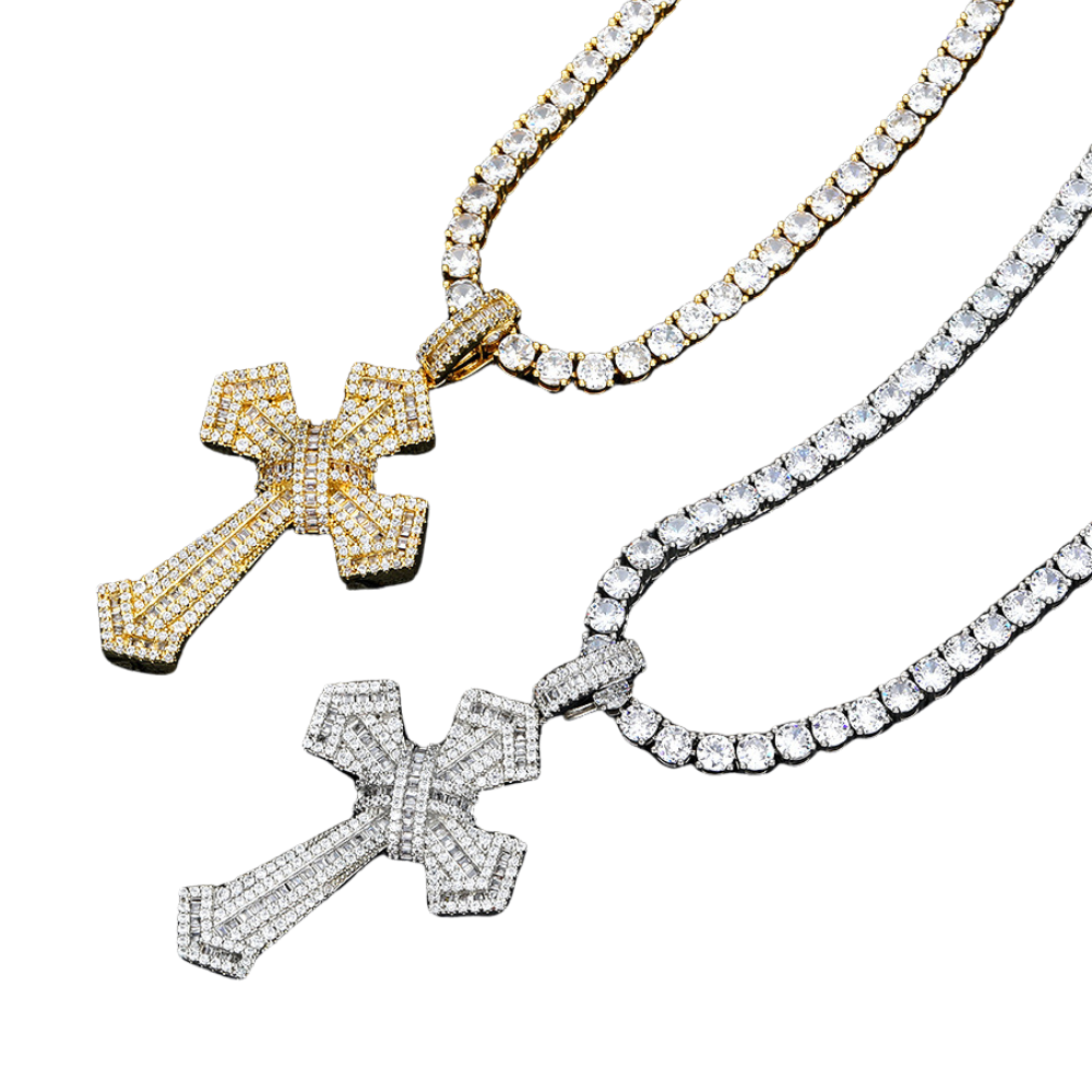 Sparkling Luxurious Gold Cross Necklace