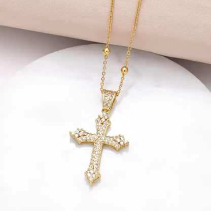 Luxurious Diamond-Encrusted Cross Necklace