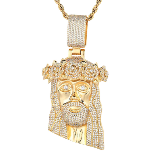 Crown of Glory Jesus Gold Pendant Necklace