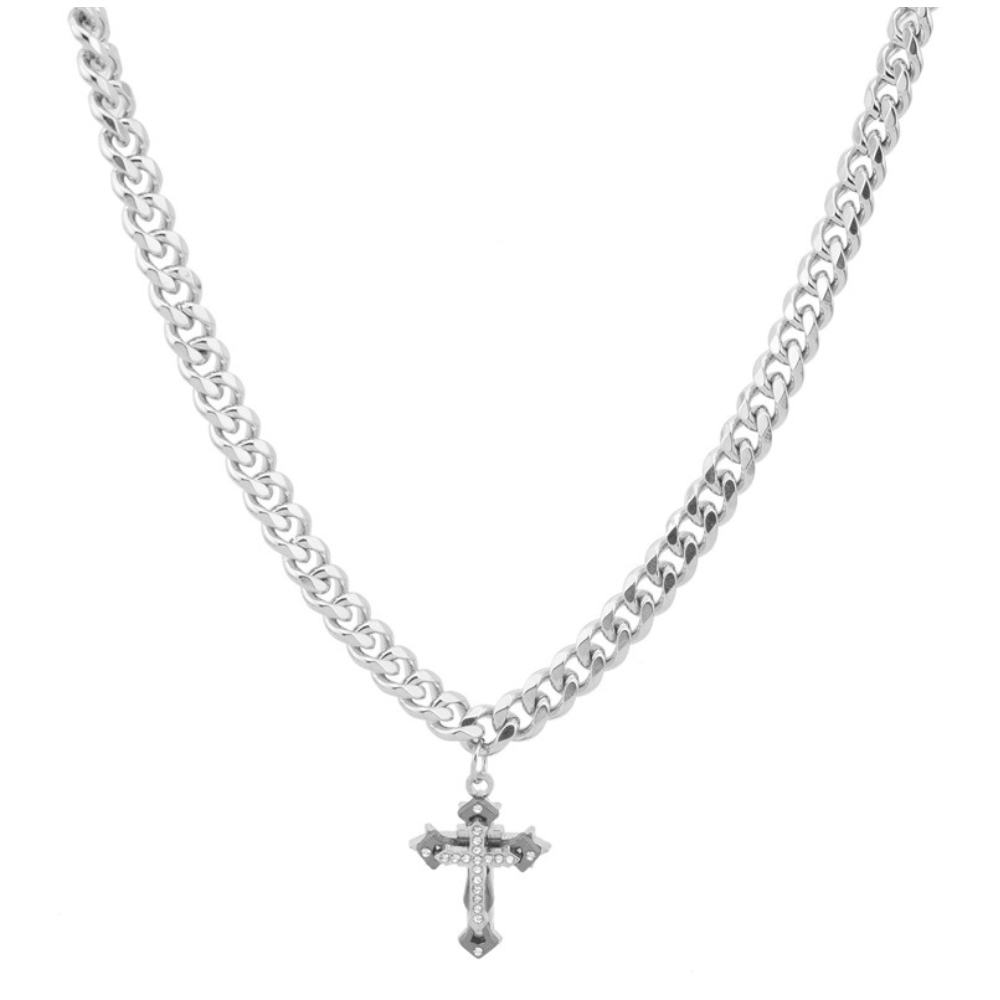 Edgy  Cross Pendant Chain Necklace