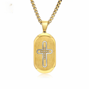 Trendy New Round-Head Slanted Edge Inlaid Cross Necklace - Deitylove Jewelry