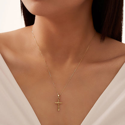 Gold Cross Pendant Necklace - Handmade Elegant 925 Sterling Silver Jewelry