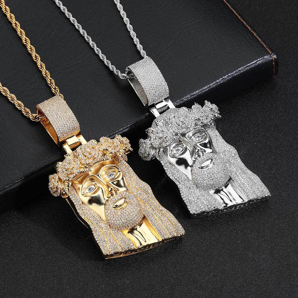 Crown of Glory Jesus Gold Pendant Necklace