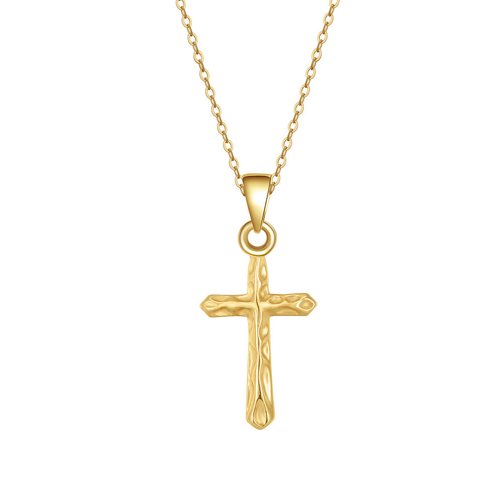 Gold Cross Pendant Necklace - Handmade Elegant 925 Sterling Silver Jewelry