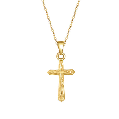 Gold Cross Pendant Necklace - Handmade Elegant 925 Sterling Silver Jewelry