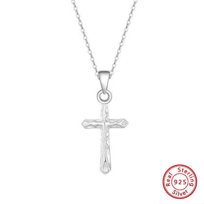 Gold Cross Pendant Necklace - Handmade Elegant 925 Sterling Silver Jewelry