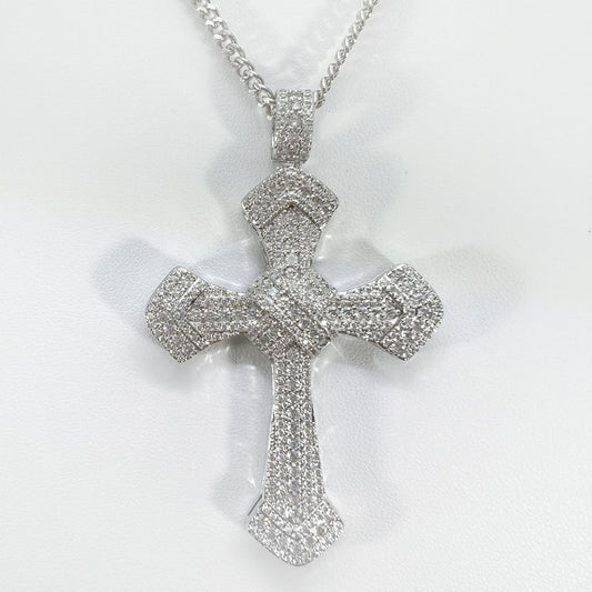 Sparkling Luxury White Gold Cross Necklace