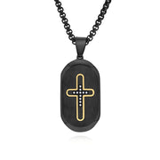 Trendy New Round-Head Slanted Edge Inlaid Cross Necklace - Deitylove Jewelry