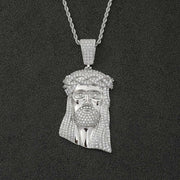 Big Jesus Head Pendant - White Gold - Deitylove Jewelry