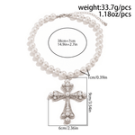 Cross Necklace Combining Pearls and Vintage Luxury（white） - Deitylove Jewelry