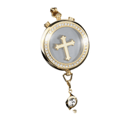 Cross Perfume Locket with Rhinestones - Deitylove Jewelry