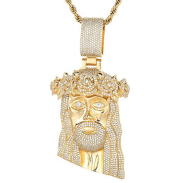 Crown of Glory Jesus Gold Pendant Necklace - Deitylove Jewelry