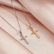 Gold Cross Pendant Necklace - Handmade Elegant 925 Sterling Silver Jewelry - Deitylove Jewelry