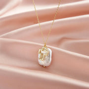 Natural Baroque Pearl Necklace with Gold Cross Pendant - Handmade 925 Sterling Silver Jewelry - Deitylove Jewelry