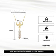 Natural Baroque Pearl Pendant Necklace - Handmade Gold Cross 925 Sterling Silver Jewelry - Deitylove Jewelry