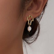 Natural Pearl Cross Pendant Earrings - Handmade Gold-Plated 925 Sterling Silver Religious Jewelry - Deitylove Jewelry