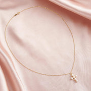 Pearl Cross Pendant Necklace - Handmade Elegant 925 Sterling Silver Design - Deitylove Jewelry