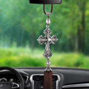 Silver Cross Tassel Car Ornament - Deitylove Jewelry