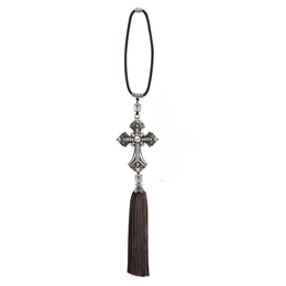 Silver Cross Tassel Car Ornament - Deitylove Jewelry