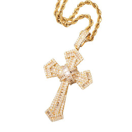 Sparkling Luxurious Gold Cross Necklace - Deitylove Jewelry