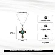 Turquoise Sterling Silver Cross Necklace - Deitylove Jewelry