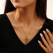 Turquoise Sterling Silver Cross Necklace - Deitylove Jewelry